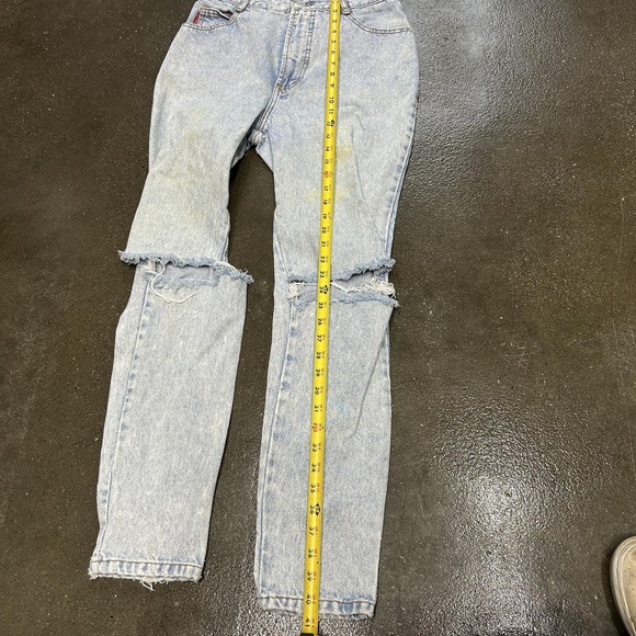 High Waist Jeans Womens Small Light Wash Distressed Ripped Denim Mom Pants - Picture 5 of 7